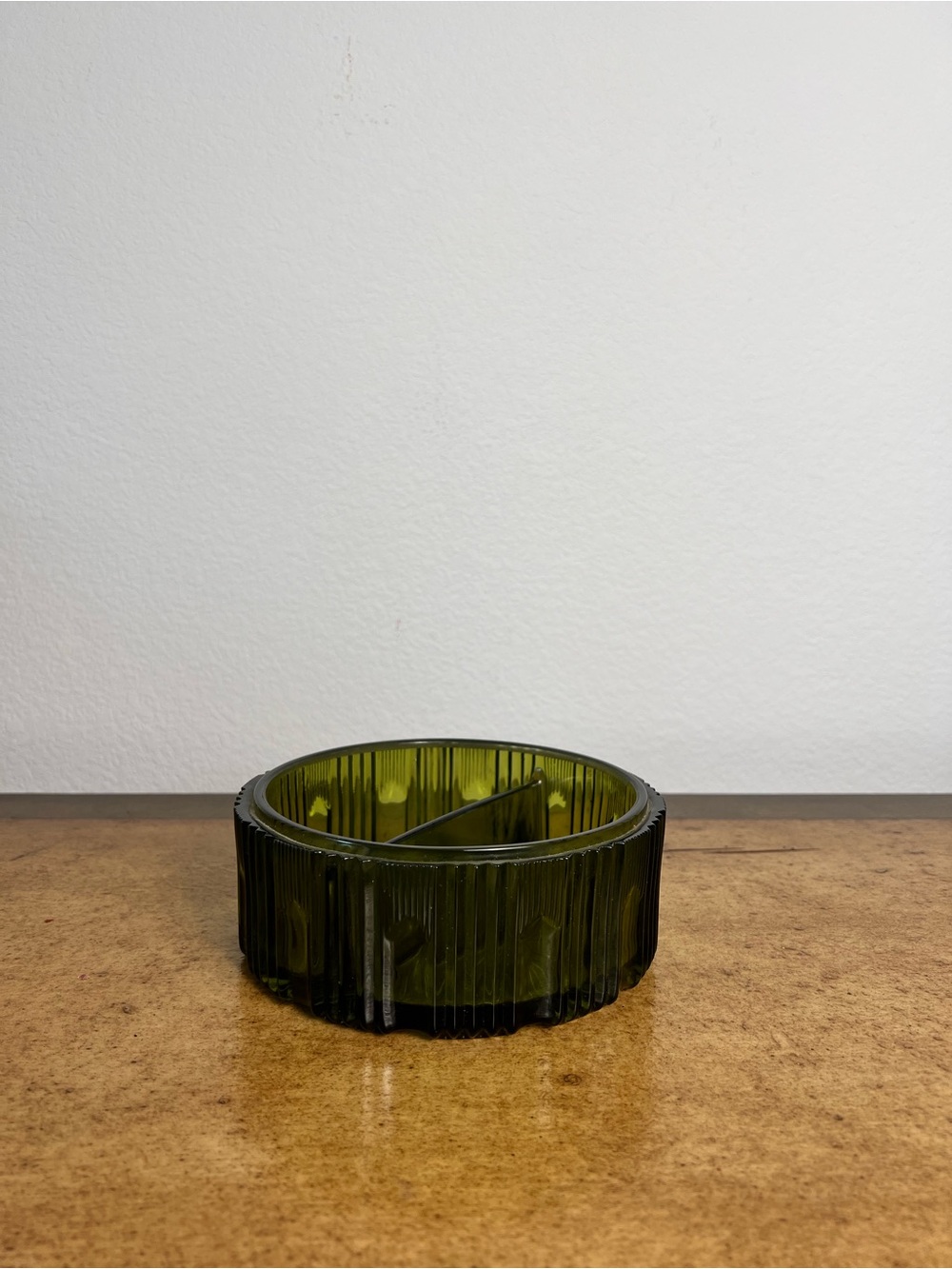Vintage Indiana Glass Royal Green Divided Candy Dish Bowl 2 Section No Lid